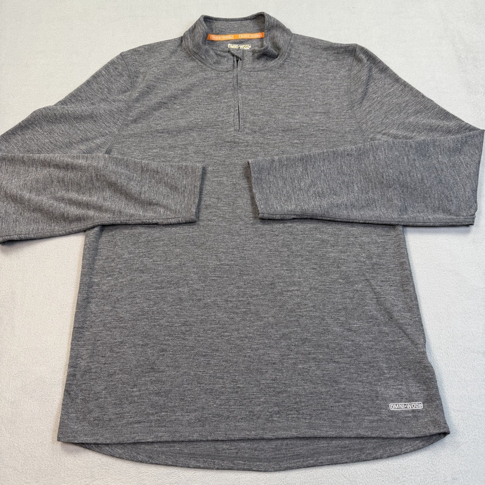 Omni-Wool Pullover Mens 2XL Gray 1/4 Zip Wool Blend Thermal Base Layer